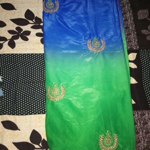 Blue & Green Attractive Saree