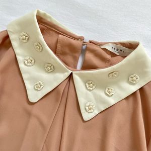 Peach Pearl Details Peter Pan Soft Korean Top