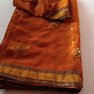 Unused Heavy Embroidery Work Saree