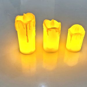 Fancy LED Pillar Candle Lights Set Of 3