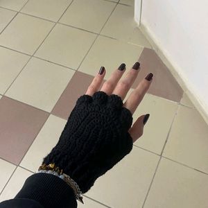 Crochet Black Cat Paw Gloves