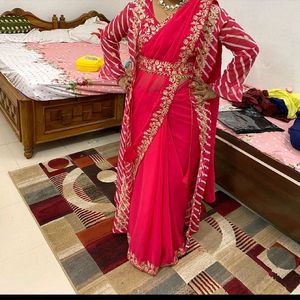 Pink Color Saree ..Wid Blouse Nd Shrug