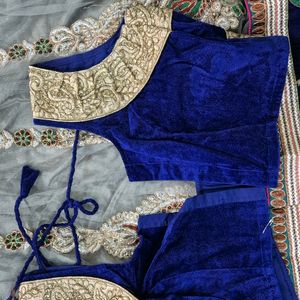 Gray Pink And Blue Combination Lahenga