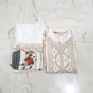 Stitched Pakistani White Suit With Dupatta