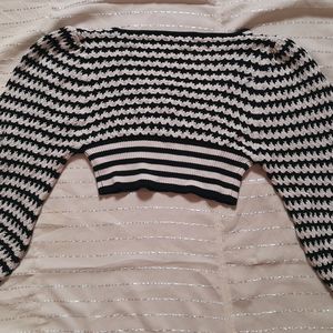 V Neck Long Sleeve  Knitted  Top