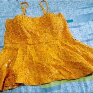 Gold Shimmer Party Wear Padded Top