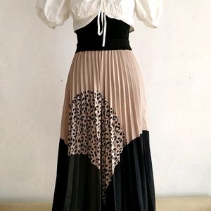 Leopard print Pleated Skirt