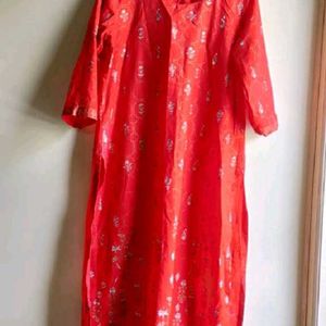 Biba Red Kurta With Round Neck Very Beautiful