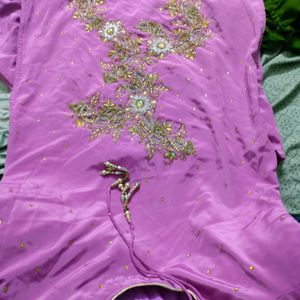 Magenta Heavy Stone Embroided Kurta Set