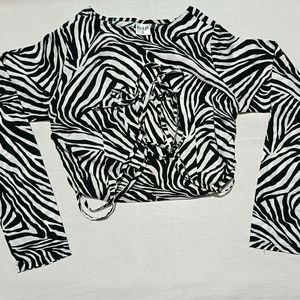 Zebra Strip Crop Top For Women