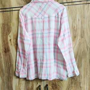 Pink & White Cotton Shirt Size-46