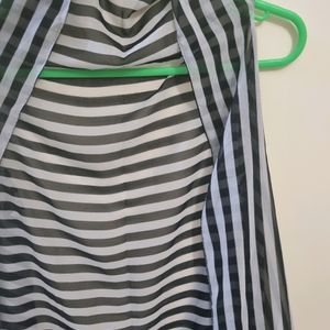 Price Drop! White & Black Striped Geogrette Shrug