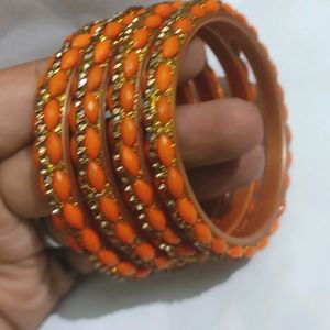 Orange Colour Bangles Set