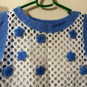 Crochet Top Blue Flower