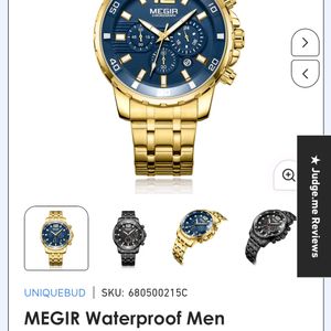 Megir Golden Chronograph Stopwatch