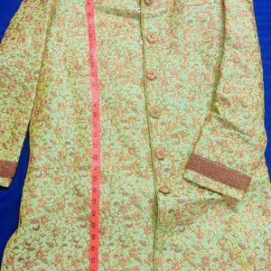 Embroidery Men Sherwani With Golden Pent