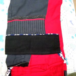 New Red And Black Below Knee Straight Kurta