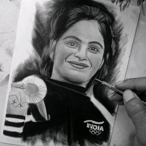 Sketch Work Manu Bhakar Gold Medal 🏅