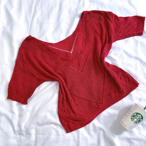 Pinterest Y2k Knitted Red Pullover Top