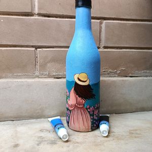 Aesthetic Handpainted Girl Bottle Art