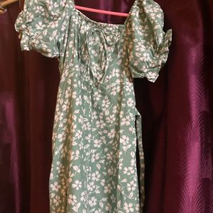 Green Floral Print Dress