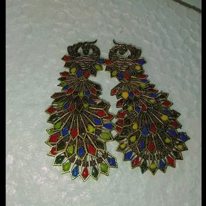 Multicolored Peacock Earrings