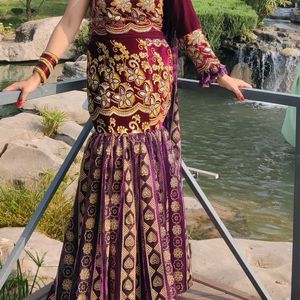 Blouse With Attached Dupatta And Fish Style Skirt