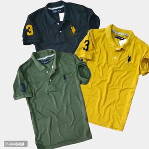 StunningMatty Cotton Self Pattern Polos For Men 3 Pieces