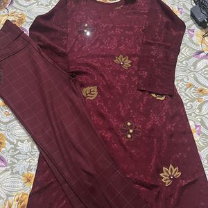 Maroon Kurta Set