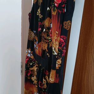 Black Floral A Line Dress