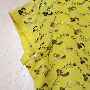 Yellow Chikankari Short Top