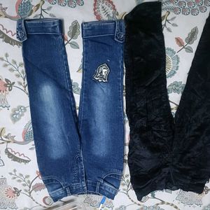 Combo Of Denim & Cotrise Pant For 5-6 Years