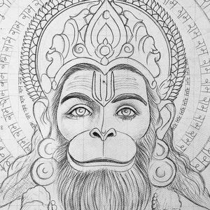 Hanuman Ji Drawing Outline