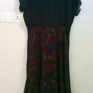 Black Double Layer Multicolor Dress