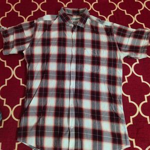 Mens Checks Shirt : Redish and white xl size