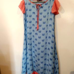 Blue Printed Kurta (Women)