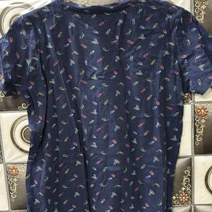 Navy Blue Multicolored Detailing Tshirt