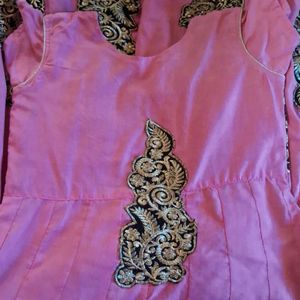 Anarkali Pink Chudi Suit