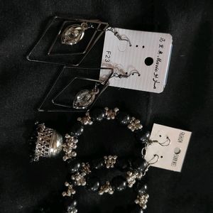 Combo Of 2 Black Metal Earrings. New And Intact.