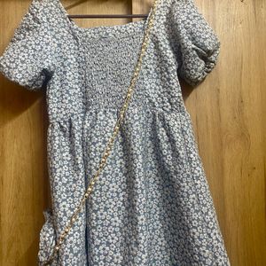 Beautiful Floral Dress With Bag