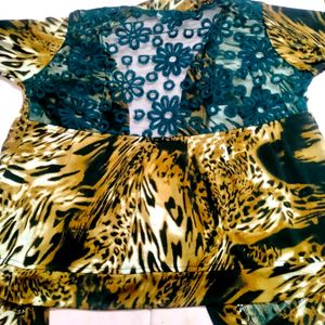 Designer Brown Tiger Print Cotton Netted Jacket