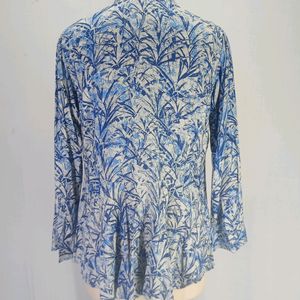 New Blue Women Tropical Shirt