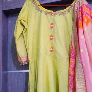 Olive Green Anarkali Suit