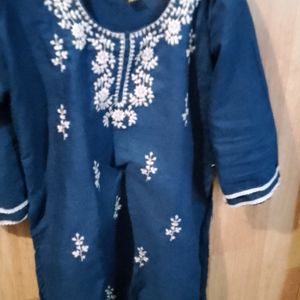 Blue Chikankari Kurtha