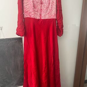 Pure Bandhani Saree Converted Into Long Gown