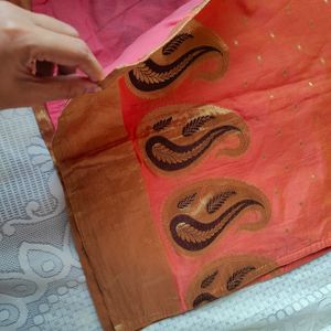 Tailored Peach Banarasi Kurta With Dupatta(Women)