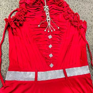 Vintage Red High Neck Party Dress