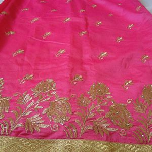 Brand New Pink Saree with Attached Blouse Piece