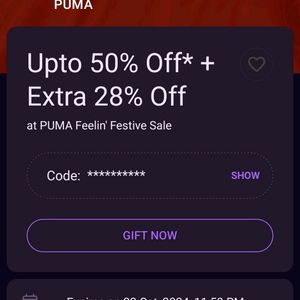 Puma 78% Off no minimum Order Amount Required