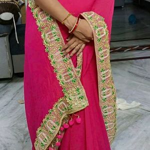 Designer Saree With Heavy Boarder Lace